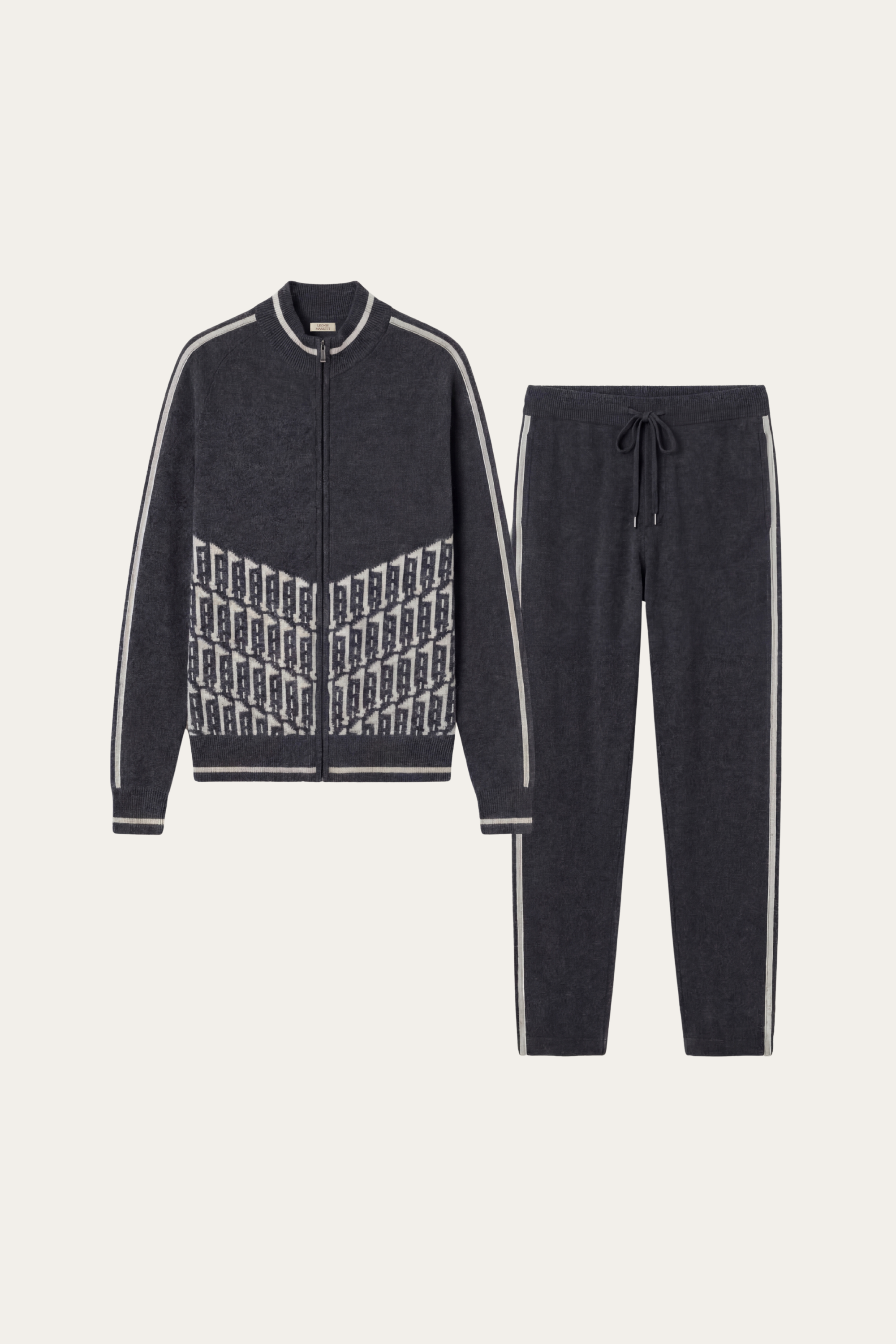 Enzo Cashmere Full-Zip Set Dark Grey
